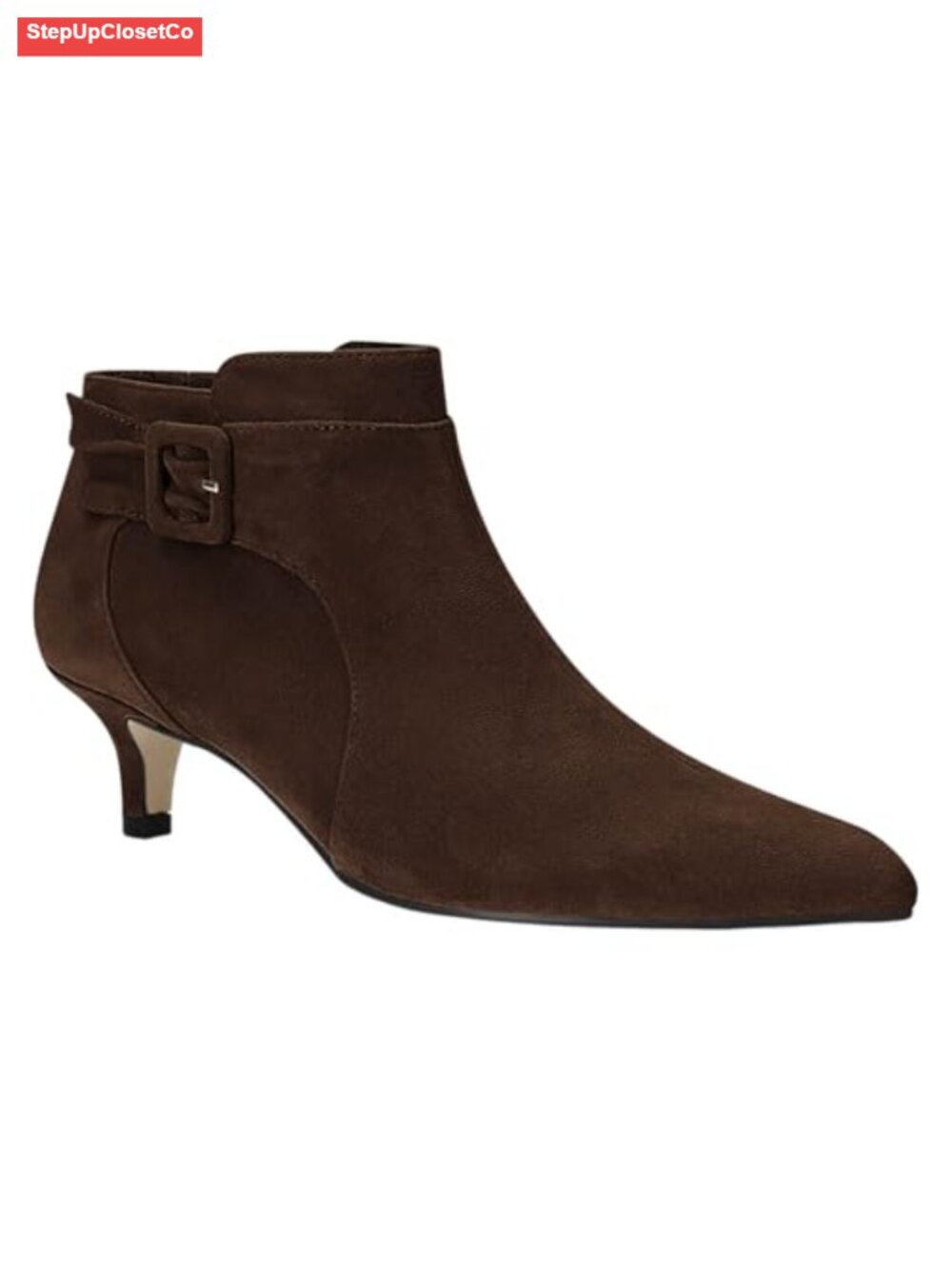 Faux Suede Pointed Toe Kitten Heel Ankle Booties Side Zipper